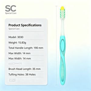 Cepillo <span class=keywords><strong>de</strong></span> Dientes Personalizado Resistente al Calor para Adultos con <span class=keywords><strong>Cuello</strong></span> Transparente y Mango Antideslizante <span class=keywords><strong>de</strong></span> Doble Color - Product Image 5