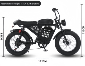 Vélo de montagne électrique rétro haut de gamme à pneus larges de 20 pouces, 750W, suspension intégrale, frein à disque hydraulique, <span class=keywords><strong>acier</strong></span>, 7 vitesses - Product Image 4
