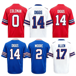 Maillot de football américain personnalisé, brodé, avec nom de l'équipe, nom et numéro du joueur, manches courtes, pour homme, tenue de jeu - Product Image 1