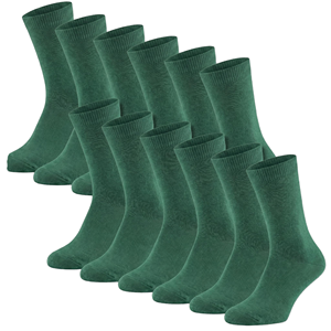 Crew Socks Green 100% Cotton Casual Sweat-Absorbent Knitted Standard Thickness Spring Season - Product Image 1