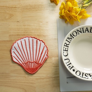 Bán buôn coquilles vỏ sò Coaster Thêu Linen Cocktail Khăn ăn Seashell Linen Cocktail Khăn ăn - Product Image 3