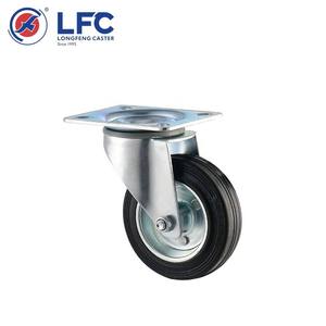 Longfeng <span class=keywords><strong>3</strong></span> 4 5 6 8 Zoll verzinkt schwarz Voll gummi Rad rolle Rolle starr drehbar Verriegelung Brems wagen Wagen Müll rollen - Product Image 2