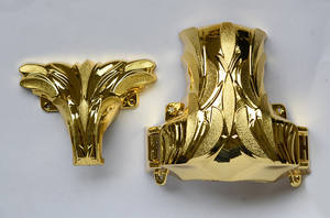 F-Model 7 articles funéraires articles en plastique cercueil matériel accessoires brillant couleur dorée cercueil décoration cercueil coin - Product Image 2