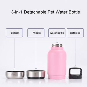 Custom logo 32oz Portable Stainless Steel Pet Feeder Outdoor Travel Bowl Insulated <b>Dog</b> 3 in 1 Detachable Water <b>Bottle</b> with Lid - Product Image 4