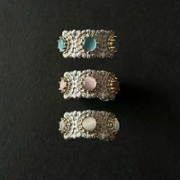 Bague de phalange vintage Hip Hop de luxe, épaisse, fine, inaltérable, pour femme, ajustable, bijoux de mariage, vente en gros, bagues fleuries
