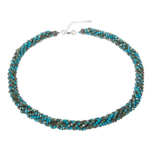 AB <b>Turquoise</b> 18-Inch Crystal Necklace with 4 Rows Twisted Faceted Glass <b>Beads</b> 3mm Size - Product Image 4