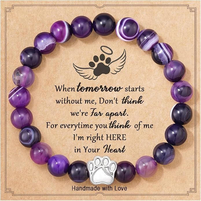 Handmade Black Frosted Dog Claw Bracelet Purple Striped Agate Pink Zebra  Heart-Shaped Diamond Alloy Hot Style Fashion Bracelets