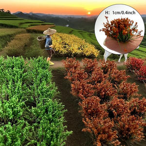 Miniatur rumput Cluster Model bunga daun runcing kereta adegan vegetasi plastik 1cm DIY Model bunga liar - Product Image 5