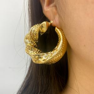 Aretes de Aro Chapados en Oro de 18k de Alta Calidad con Estilo Hiphop Africano para Mujer - Product Image 2