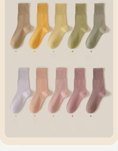 Wholesale Set Cotton Crew <b>Socks</b> Medium Tube Knitted Loose Long <b>Soft</b> Solid Color Casual Black White Breathable Spring Autumn - Product Image 6