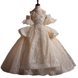 Vestido Formal de Gasa con Crochet de Poliéster para Niñas, Estilo <span class=keywords><strong>2026</strong></span>, Traje de Princesa para Niñas Mayores, Ideal para Presentaciones de Piano - Product Image 5