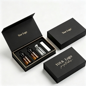 Caja de cartón corrugado magnética rígida personalizada para cosméticos con estampado en lámina dorada y forro de esponja para el embalaje de viales de aceites esenciales - Product Image 3