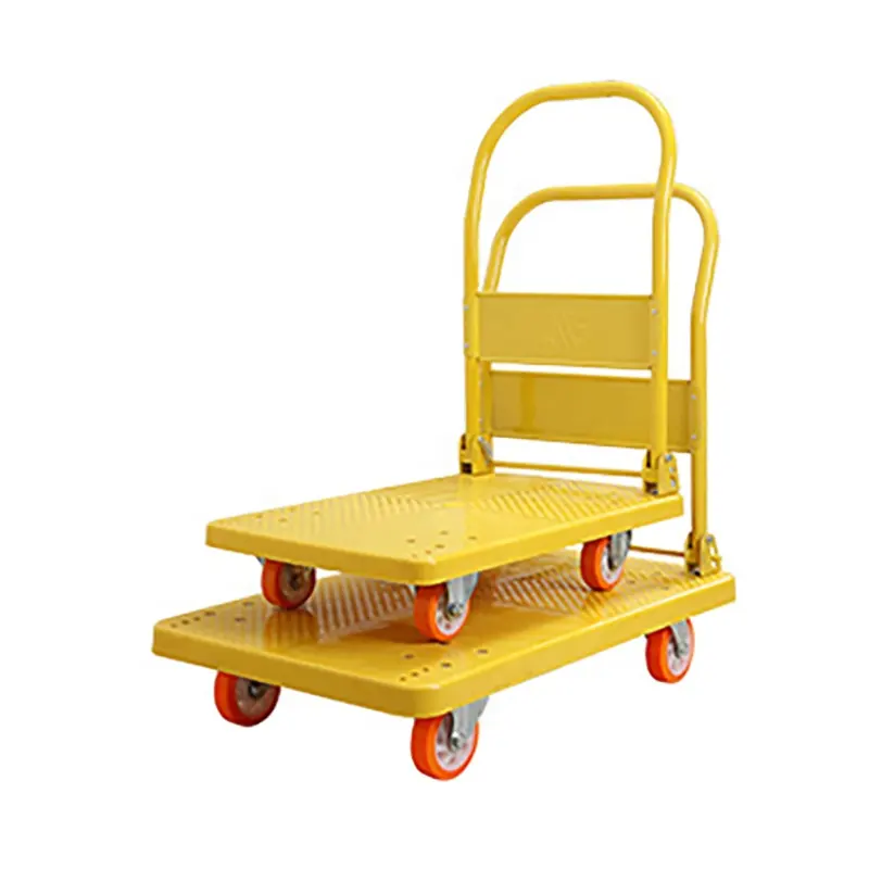 Industriële Staal Zware Opvouwbare Platform Hand Trolley Winkelwagen Truck Met 4 Wielen 150 Kg 300 Kg Belasting