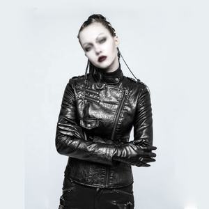 Couleur noire simple boutonnage à manches longues poches avant décontracté hiver mode femmes veste avec fermetures à glissière - Product Image 6