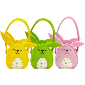 Handmade felt bag easter bunny tote bags felt candy bucket for easter holiday celebration