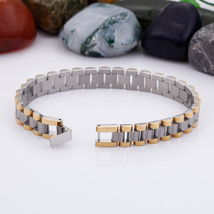 Gelang Rantai Pria MECYLIFE Logo Kustom Dua Warna, Gelang Jam Tangan Baja Tahan Karat untuk Pria - Product Image 5