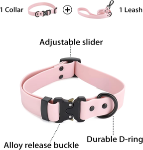 Conjunto de <span class=keywords><strong>Collar</strong></span> y Correa para Perro NiBao, de PVC Impermeable, con Hebilla de Liberación Rápida Ajustable, Color Personalizado - Product Image 2