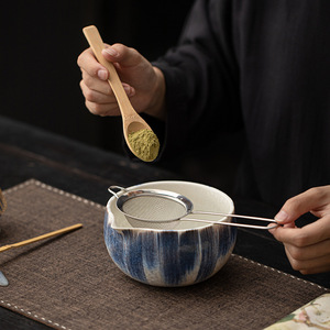 Glaçure cristalline fleur de glace Wuji bleu classique écologique service à thé Matcha ensemble de huit pièces bol à thé en céramique Li Imitation Song - Product Image 2