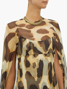 Abito <span class=keywords><strong>Lungo</strong></span> Casual da Donna 2026, Stile Boubou a Strati con Stampa Leopardata, Mantella in Seta - Product Image 5