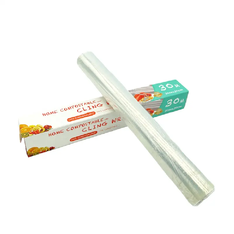 Rts Transparante Vochtbestendig Composteerbaar Plastic Wrap Pla Vershoudfolie Voor Food Grade