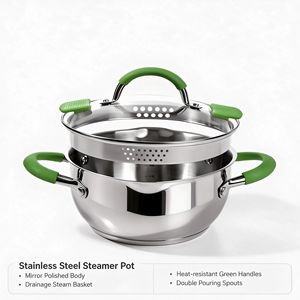 Ensemble d'ustensiles de cuisine en acier inoxydable en gros : Casseroles, faitouts, passoires, couvercles, poignées anti-chaleur, écologiques, style américain, compatibles lave-vaisselle - Product Image 2