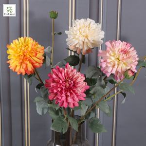 Fleur de Dahlia Artificielle en Soie à 2 Têtes, Bords Brûlés, Décoration de Table pour <span class=keywords><strong>la</strong></span> Maison, Centre de Table pour Hôtels, Mariages et Fêtes - Nouveauté Tendance - Product Image 3