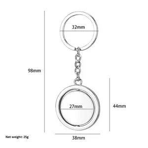定制360度旋转圆形空白金属钥匙扣汽车品牌毕业礼品徽章钥匙扣个性化钥匙扣 - Product Image 5