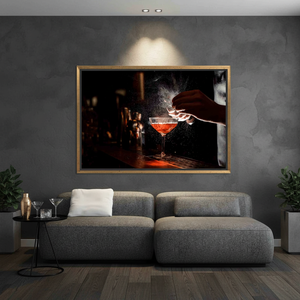 Cocktail Goblet <b>Canvas</b> Print: Elegant Kitchen Bar Wall Art,GOLD <b>FRAMED</b> <b>CANVAS</b> - Product Image 3