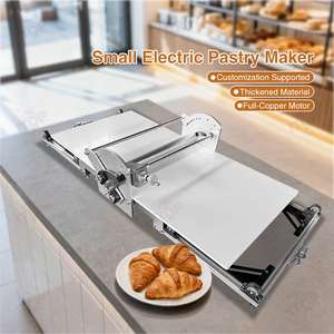 स्टेनलेस स्टील टेबल टॉप पिज्जा क्रॉइसेंट पेस्ट्री आटा शीटर रोलर मशीन प्यूफ पेस्ट्री मशीन - Product Image 2