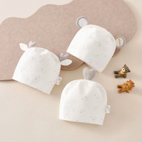 Bonnet en coton pour nouveau-né 0-3 mois, double couche, doux, pour le printemps et l'automne, mignon, décontracté, antibactérien, unisexe