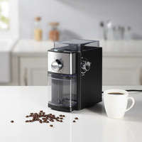 Moulin à café électrique à meules plates en acier inoxydable 150W, capacité 250g, multi-tension, usage domestique et hôtelier, garantie 2 ans, OEM/ODM