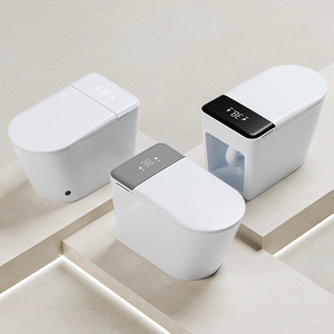 WC intelligent monobloc à siphon en S allongé, réservoir intégré, couvercle à ouverture automatique, télécommande, bidet, en céramique – Meilleures ventes - Product Image 3