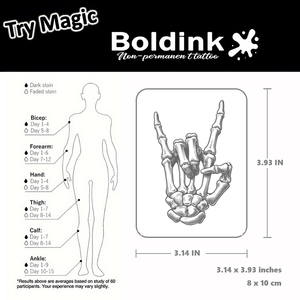 Tatuaje <span class=keywords><strong>de</strong></span> Tinta <span class=keywords><strong>de</strong></span> Jauja Boldink Personalizado, Diseño <span class=keywords><strong>de</strong></span> Esqueleto Realista en la Mano, Arte Corporal, Resistente al Agua, Larga Duración (2 Semanas) - Product Image 4