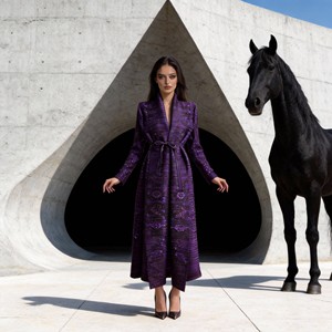 Abaya de Poliéster con Estampado Plisado, Elegante y de Lujo para Mujeres Musulmanas, con Tela de Alta Calidad, Venta al Por Mayor Personalizada - Product Image 3