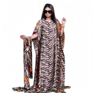 Abito Dubai stile Designer di moda satinato africano caftano Plus Size liscio in poliestere allentato di lusso stampato Abaya - Product Image 1
