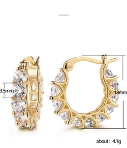 Orecchini a cerchio a forma di U da donna con pietre trasparenti geometriche, gioielli semplici per tutti i giorni - Product Image 6
