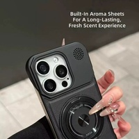 Étui de téléphone magnétique en similicuir PU pour iPhone 17 18 Pro Max 360 °   Support rotatif pour téléphone avec lumière, parfum, protection antichoc et refroidissement