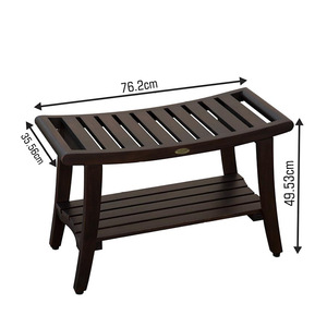 Tabouret de salle de bain en bois massif Park Seo, teck, antidérapant, avec étagère de rangement - Product Image 3