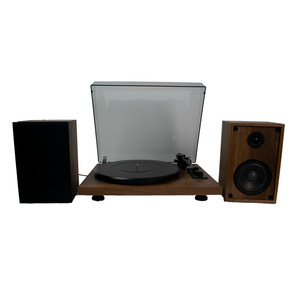 Tocadiscos con base de madera y cubierta de vidrio para uso doméstico - Product Image 3