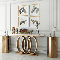 Console de rangement pour meubles d'intérieur, en marbre, en acier inoxydable, doré, de haute qualité, 1 pièce