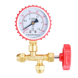 Manomètre Huopint 6,0 Mpa en cuivre avec vanne à trois voies, manomètre analogique composé pour la climatisation et les tests d'azote - Product Image 1
