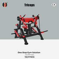 Appareil de presse triceps assis à bras indépendants, avec coussinets de soutien supérieurs centraux pour les bras et supports de poids latéraux – Acier robuste, conception axée sur la sécurité, usage commercial