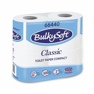 Carta Igienica BulkySoft Classic Compatta, 4 Rotoli, 500 Fogli, 2 Veli, Bianca, Pura Cellulosa - Product Image 1