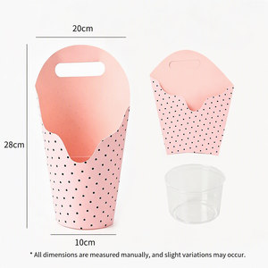 Polka Dot <strong>Flower</strong> Carry <strong>Box</strong> <strong>Round</strong> Bottom Handle Gift <strong>Box</strong> Bouquet Container Florist Wholesale - Product Image 6