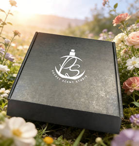 Caja de embalaje negra de lujo personalizada para 5 sets de regalo de muestras de perfume de 5 ml, hecha con materiales reciclados y forro de esponja. - Product Image 5