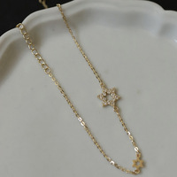 Date 925 Sterling Silver Mince Chaîne Bracelet Or Plaque Zircon Creux Étoile Pendentif Bracelets pour Femmes Bijoux