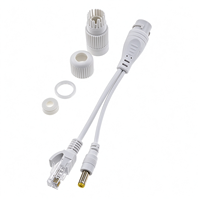 Câble répartiteur PoE passif étanche, sortie 12V DC, RJ45 mâle et DC mâle pour caméra IP, alimentation CCTV via Ethernet