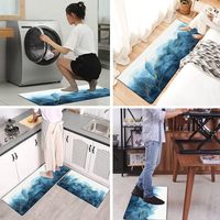 Tapis de cuisine anti-fatigue moderne et minimaliste à motif floral de 10 mm avec coussinets |   Tapis de cuisine antidérapant, lavable et imperméable, 2 pièces