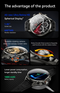 MT108 Newest High Quality Google Play Sim Card Full Screen 4G GPS IP67 Adult Phone 1.85 Inches AMOLED Mobile Phone Watch <strong>Clock</strong> - Product Image 2