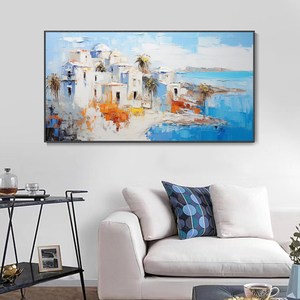 SQ <span class=keywords><strong>mer</strong></span> peinture à l'huile <span class=keywords><strong>paysage</strong></span> méditerranéen humeur Architecture Unique <span class=keywords><strong>paysage</strong></span> naturel peinture été île plage peinture à la main - Product Image 2